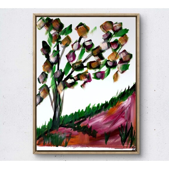 WS original landscape painting 14X11 gallery paper acrylic modern wall art